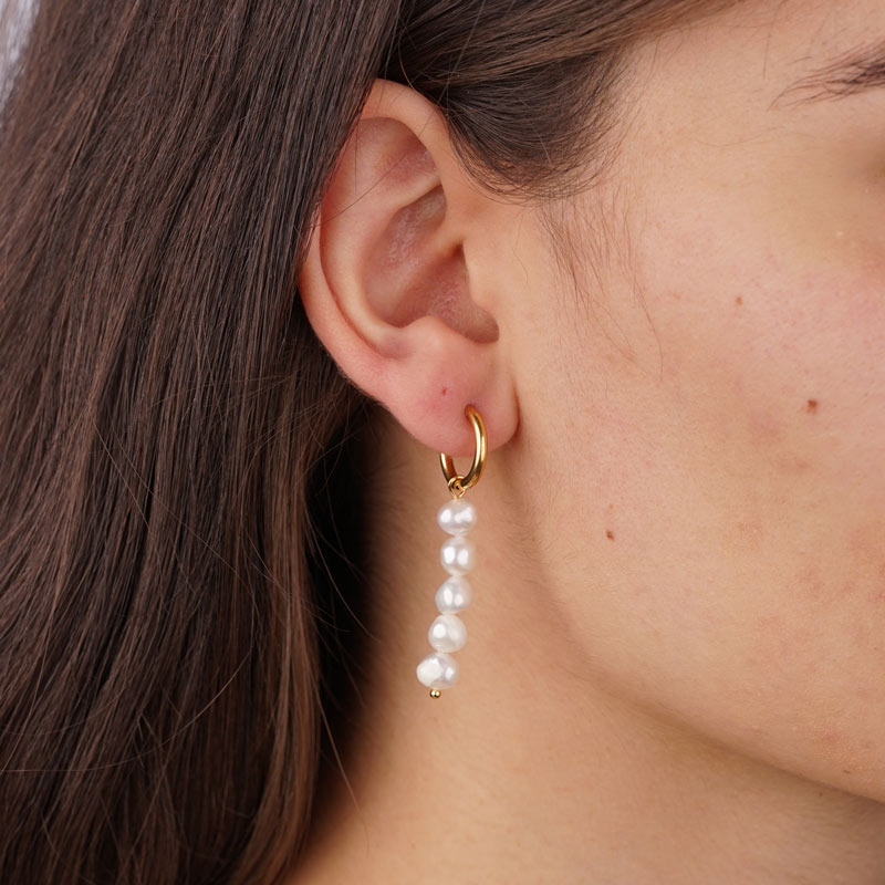 Pearl Penta Stack Edelstahl Ohrringe