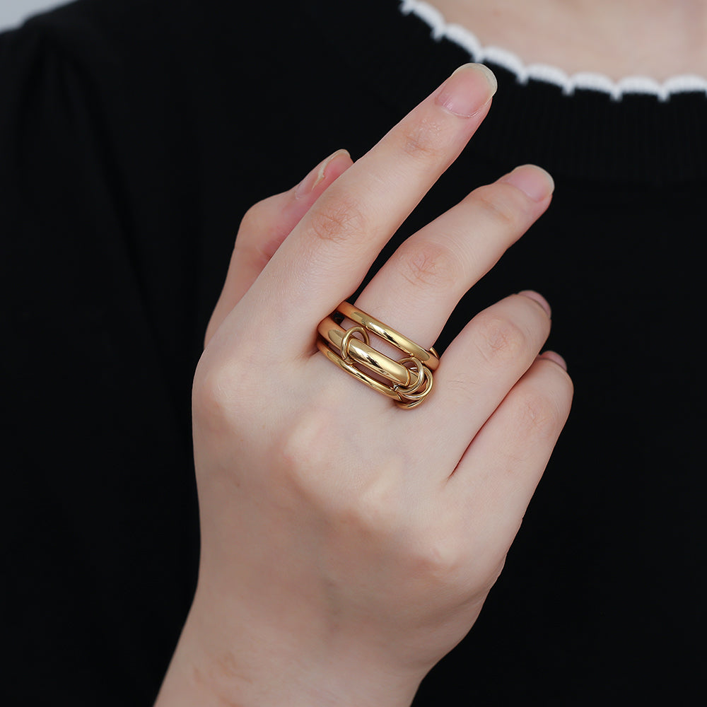 Simple Three Layer Ring Set Edelstahl Ring