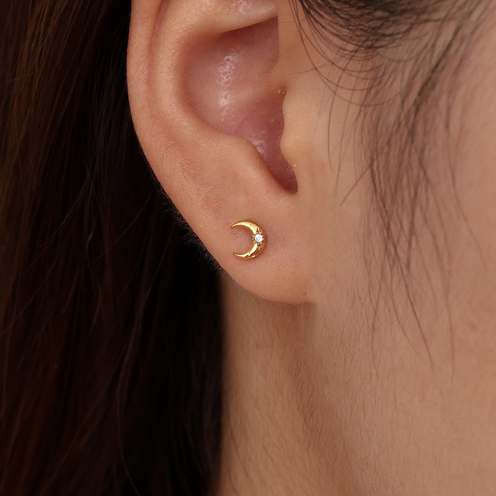 Mini Diamond In Moon Edelstahl Piercing