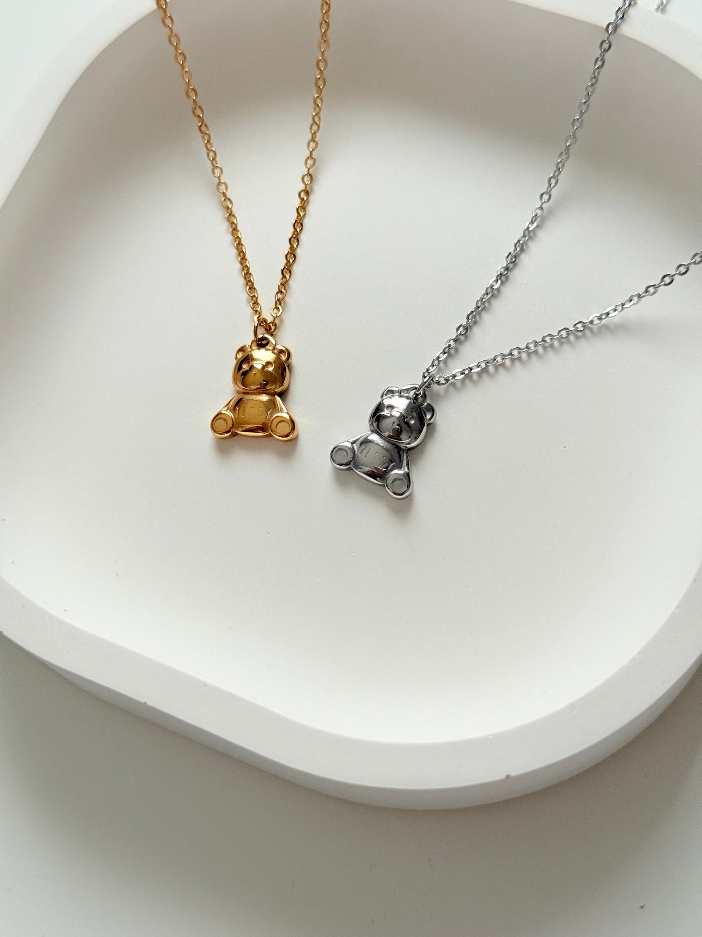 Teddy Bär Kette Edelstahl | Süßer Bär Anhänger | Geschenk für Freundin | Vergoldete Halskette | Silber oder Gold Bär Kette | Minimalistischer Schmuck
