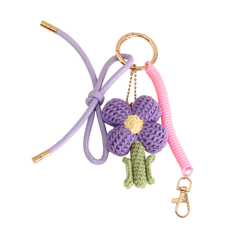 Bag Charm Purple Flower Bagchain