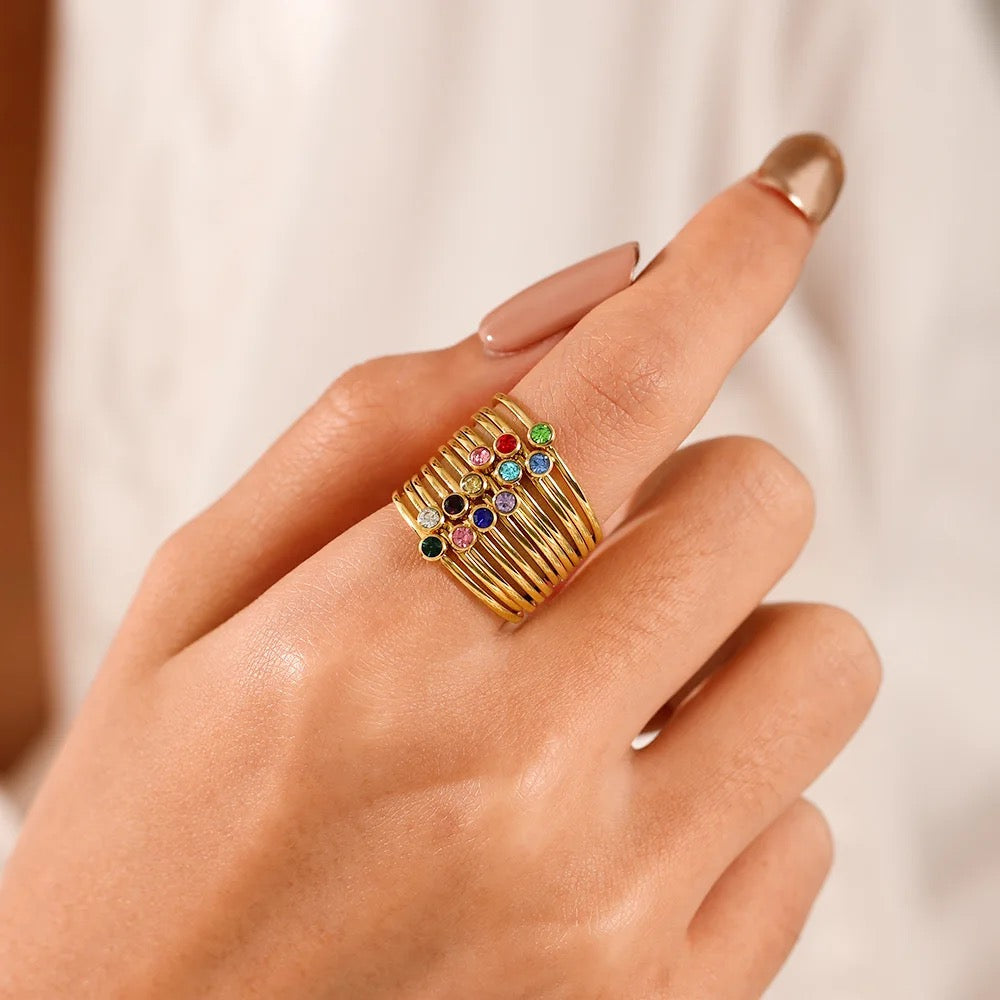 Ring minimalistisch mit Geburtsstein