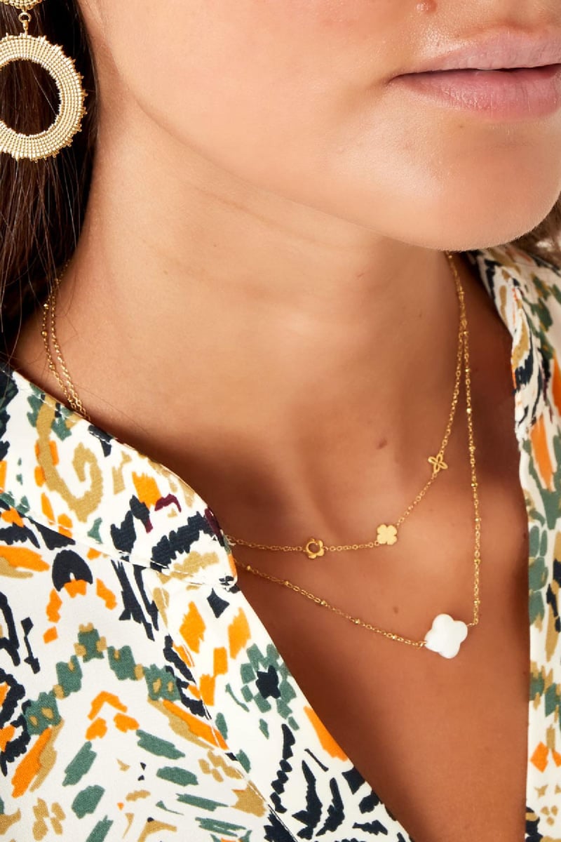 Necklace seashell clover Gold Color Stainless Steel