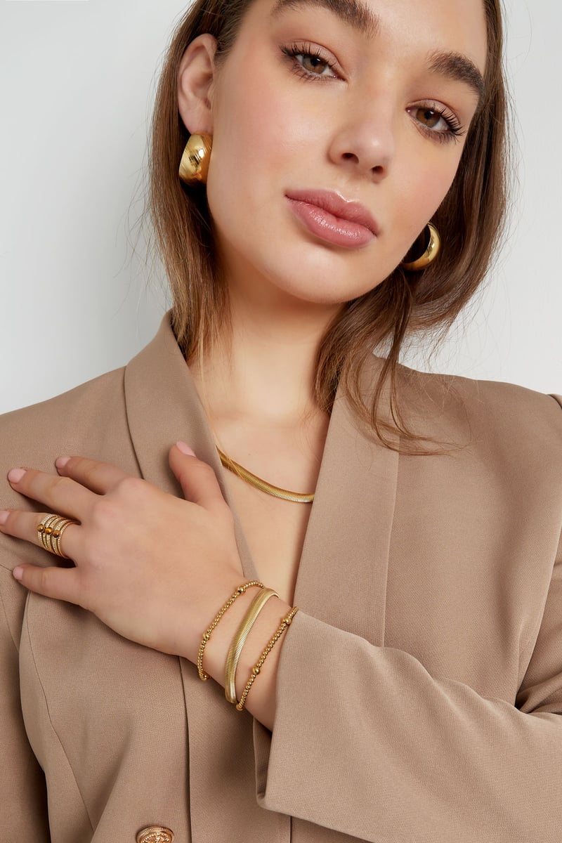 Bracelet Beady Gold Color Stainless Steel