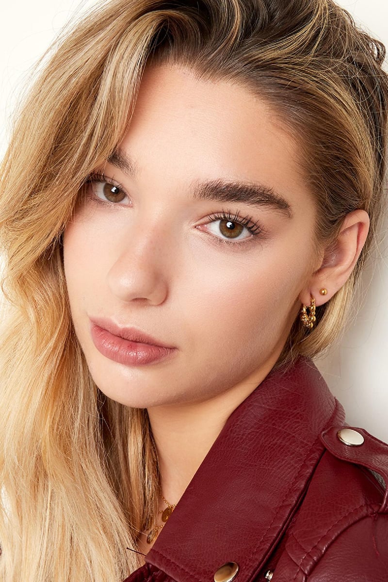 Hoop Earrings with balls Gold Color Stainless Steel