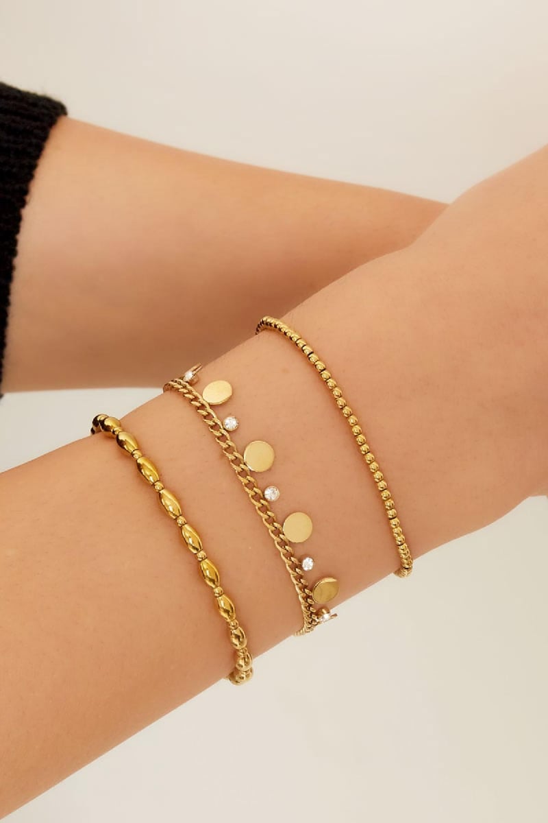 Bracelet circles with rhinestones Gold Color Stainless Steel
