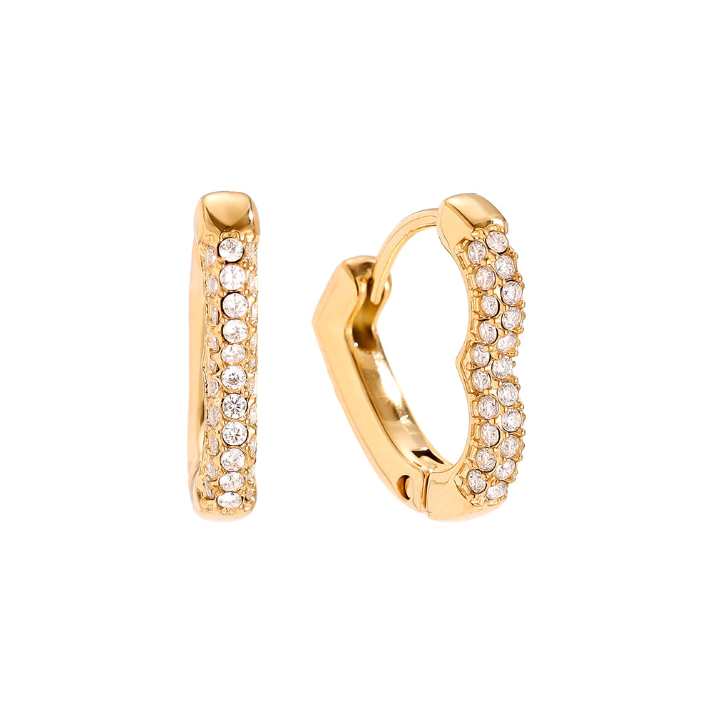 Diamond Heart Hoop Edelstahl Ohrringe