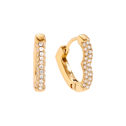 Diamond Heart Hoop Edelstahl Ohrringe