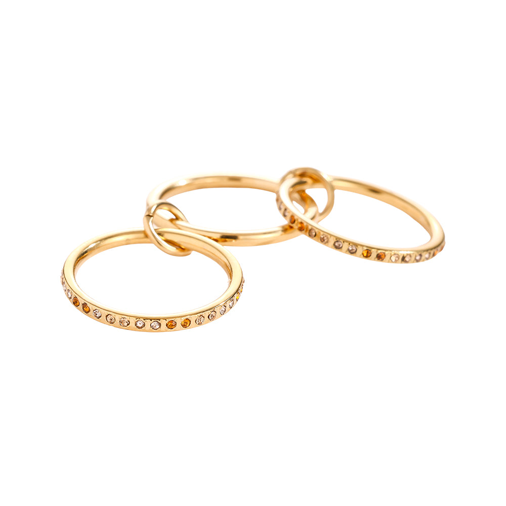 Three Layer Brown Color Gradient Diamond Edelstahl Ring