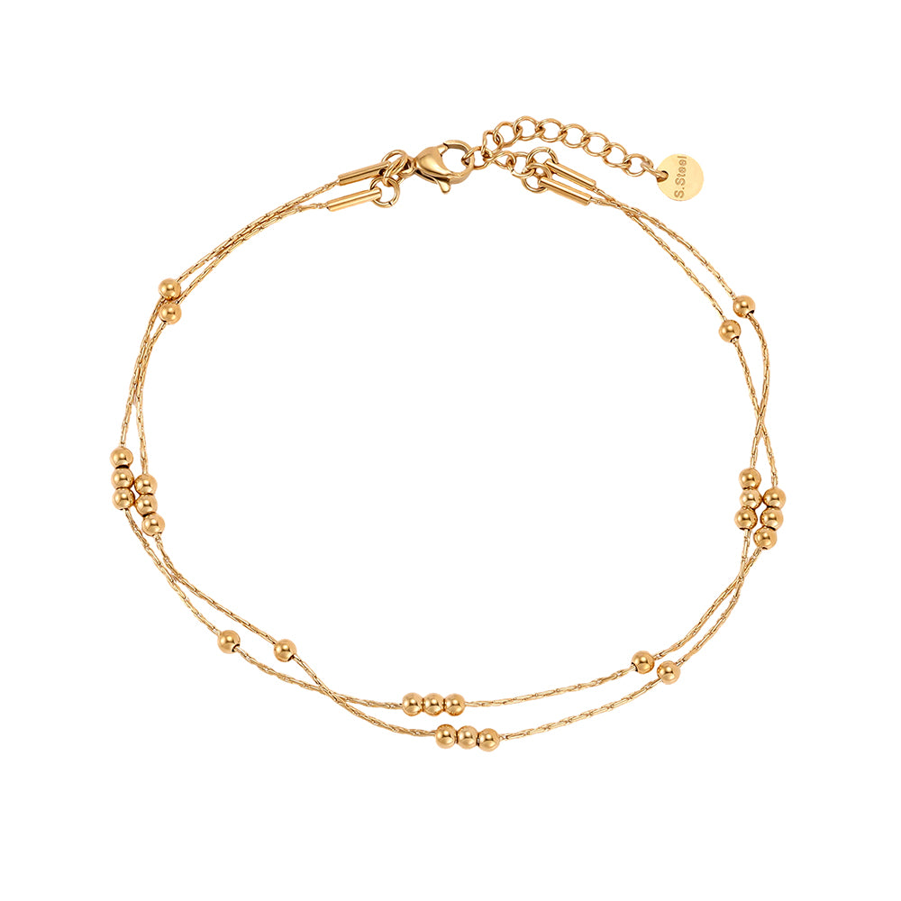 Doppelte Kugel Fußkette | Elegantes Edelstahl Fußkettchen für Sommer & Urlaub