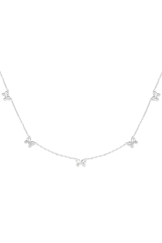 Necklace Little Butterflies Silver Color Stainless Steel