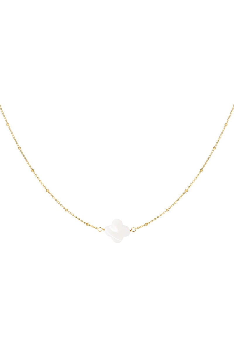 Necklace seashell clover Gold Color Stainless Steel