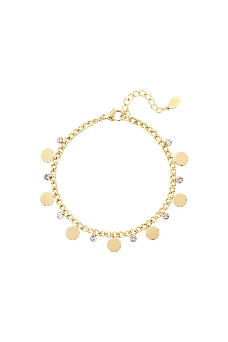 Bracelet circles with rhinestones Gold Color Stainless Steel