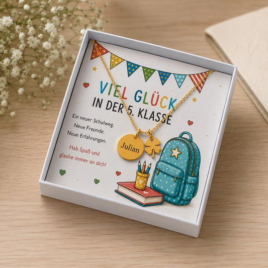 Personalisierte Kette zum Schulabschluss Grundschule | Geschenk 4. Klasse | Abschied Grundschule | Einschulung 5. Klasse